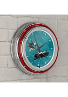 San Jose Sharks Wordmark and Logo Retro Neon Wall Clock