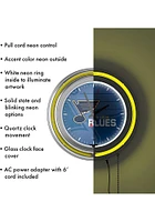 St Louis Blues Wordmark and Logo Retro Neon Wall Clock