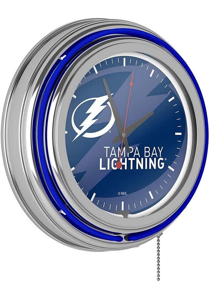 Tampa Bay Lightning Wordmark and Logo Retro Neon Wall Clock