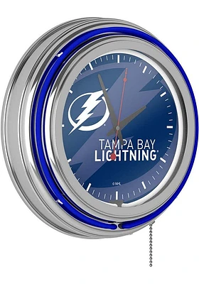 Tampa Bay Lightning Wordmark and Logo Retro Neon Wall Clock