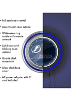 Tampa Bay Lightning Wordmark and Logo Retro Neon Wall Clock