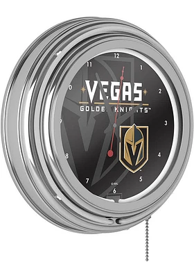 Vegas Golden Knights Wordmark and Logo Retro Neon Wall Clock