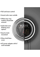 Vegas Golden Knights Wordmark and Logo Retro Neon Wall Clock