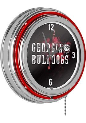 Georgia Bulldogs Smoke Retro Neon Wall Clock