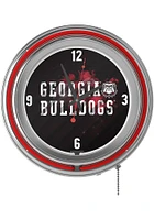 Georgia Bulldogs Smoke Retro Neon Wall Clock