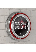 Georgia Bulldogs Smoke Retro Neon Wall Clock