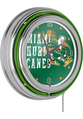 Miami Hurricanes Retro Neon Wall Clock