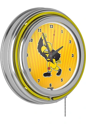 Iowa Hawkeyes Herky Retro Neon Wall Clock