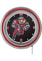 Red Ohio State Buckeyes Brutus Dash Retro Neon Wall Clock