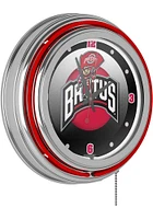 Red Ohio State Buckeyes Brutus Rush Retro Neon Wall Clock