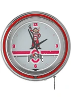 Red Ohio State Buckeyes Brutus Stripe Retro Neon Wall Clock