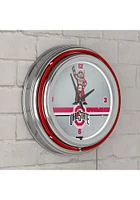 Red Ohio State Buckeyes Brutus Stripe Retro Neon Wall Clock