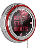 Red Ohio State Buckeyes Brutus Smoke Retro Neon Wall Clock
