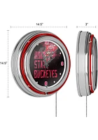Red Ohio State Buckeyes Brutus Smoke Retro Neon Wall Clock