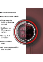 Red Ohio State Buckeyes Brutus Smoke Retro Neon Wall Clock