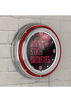 Red Ohio State Buckeyes Brutus Smoke Retro Neon Wall Clock