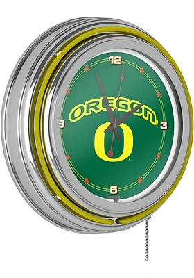 Yellow Oregon Ducks Retro Neon Wall Clock