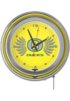 Yellow Oregon Ducks Wings Retro Neon Wall Clock