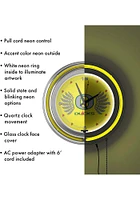 Yellow Oregon Ducks Wings Retro Neon Wall Clock