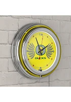 Yellow Oregon Ducks Wings Retro Neon Wall Clock