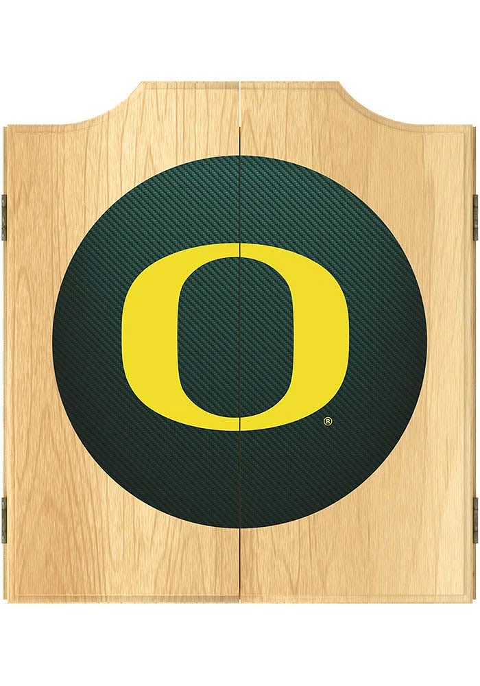 Oregon Ducks Carbon Fiber Logo Dart Board Cabinet