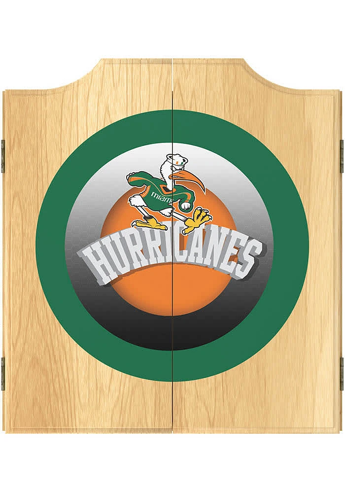 Miami Hurricanes Throwback Logo Dart Board Cabinet