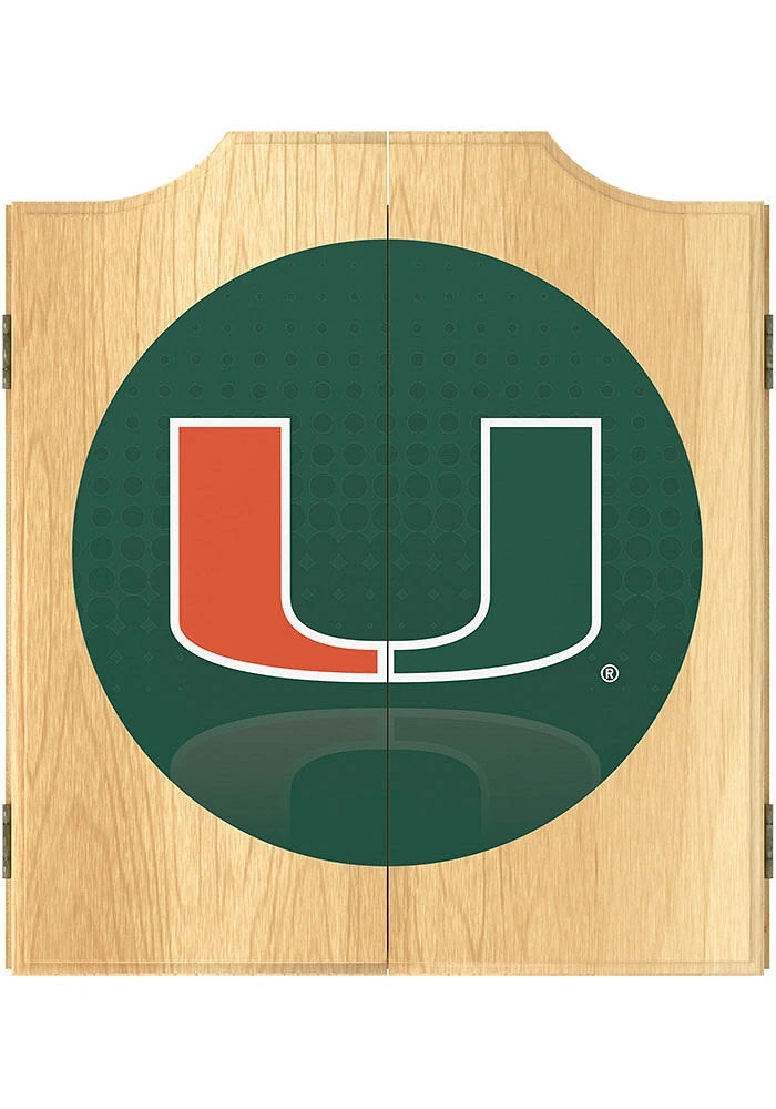 Miami Hurricanes Reflected Logo Dart Board Cabinet