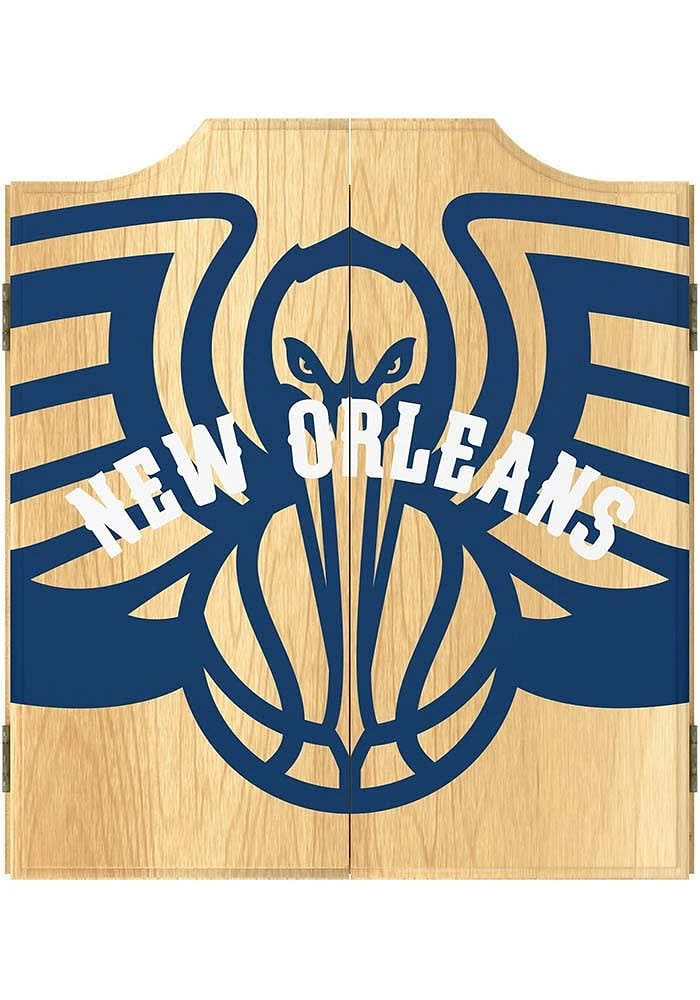 New Orleans Pelicans Fade Logo Dart Board Cabinet