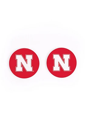 Nebraska Cornhuskers 2 Pack Color Logo Car Coaster - Red