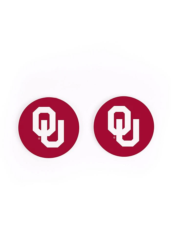 Oklahoma Sooners 2 Pack Color Logo Graphic Design Car Coaster - Red