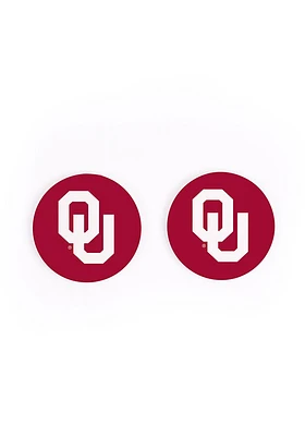 Oklahoma Sooners 2 Pack Color Logo Graphic Design Car Coaster - Red