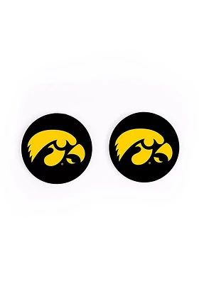 Iowa Hawkeyes 2 Pack Color Logo Car Coaster - Black