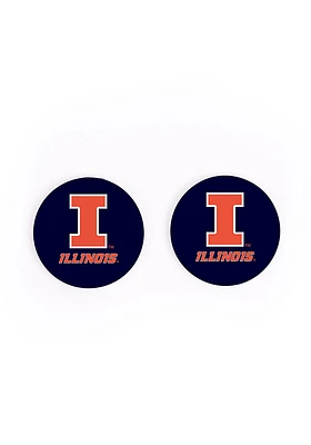 Illinois Fighting Illini 2 Pack Color Logo Car Coaster - Navy Blue