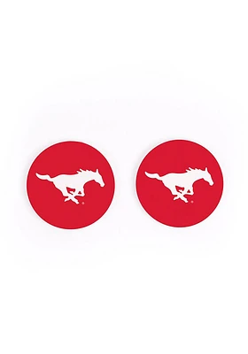 SMU Mustangs 2 Pack Color Logo Car Coaster - Red