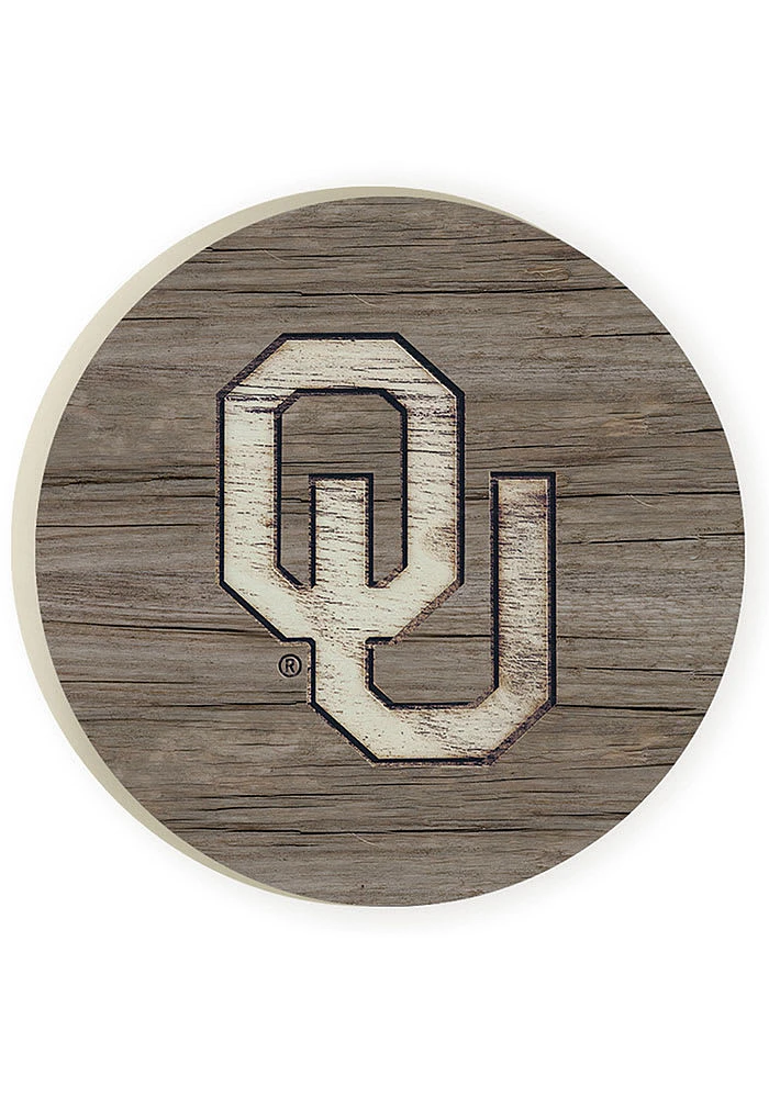 Oklahoma Sooners 2 Pack Color Logo Design Car Coaster - Crimson
