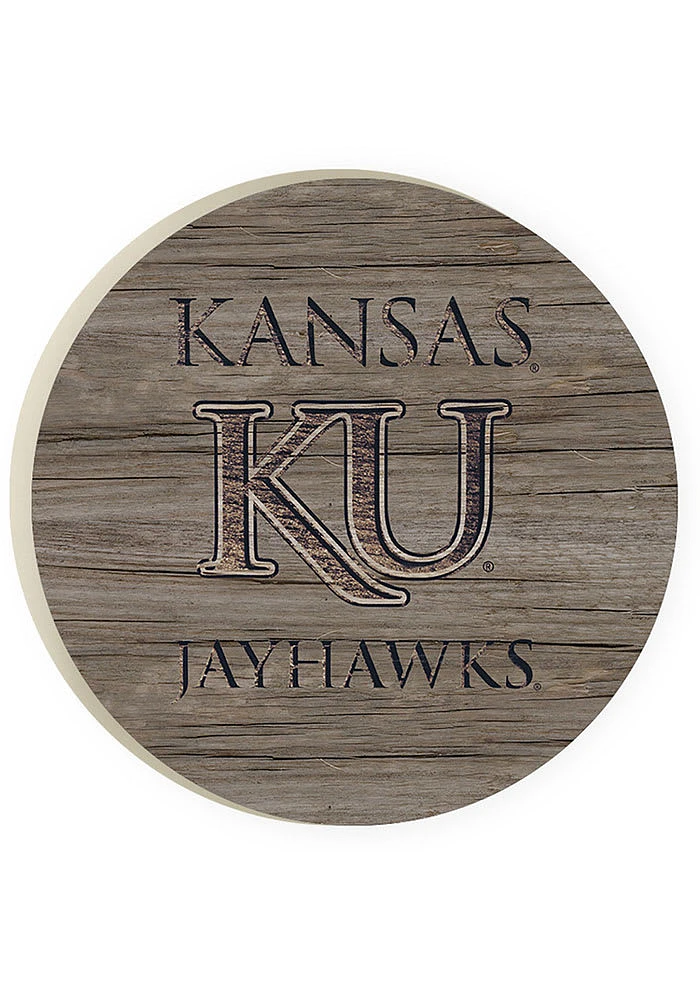 Kansas Jayhawks 2 Pack Color Logo Design Car Coaster - Blue