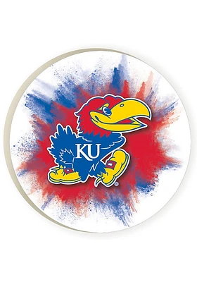 Kansas Jayhawks 2 Pack Color Logo Style Car Coaster - Blue