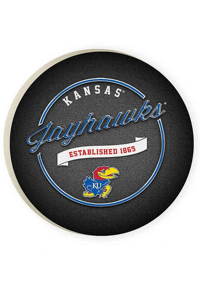 Kansas Jayhawks 2 Pack Color Logo Graphic Car Coaster - Blue