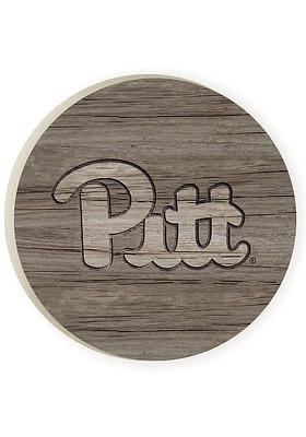 Pitt Panthers 2 Pack Wood Grain Logo Car Coaster - Brown