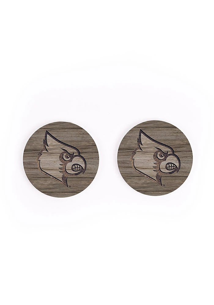 Louisville Cardinals 2 Pack Color Logo Graphic Car Coaster - Red