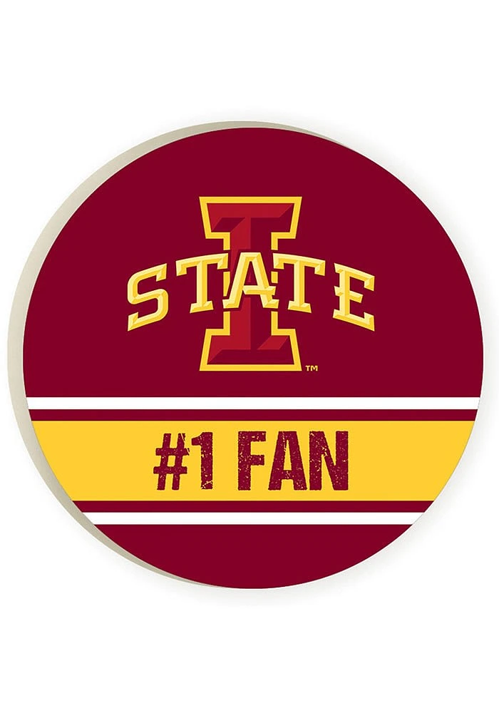 Iowa State Cyclones 2 Pack Color Logo Design Car Coaster - Red