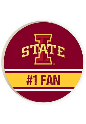 Iowa State Cyclones 2 Pack Color Logo Design Car Coaster - Red
