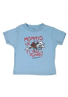 Wizard of Oz Infant Mommys Lil Flying Monkey Short Sleeve T-Shirt Light Blue