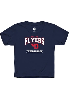 Rally Dayton Flyers Youth Navy Blue Tennis Short Sleeve T-Shirt