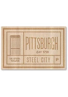 Pittsburgh Wooden Rectangle Stickers - Brown