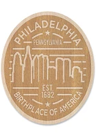 Philadelphia Wooden Oval Cityscape Stickers - Brown
