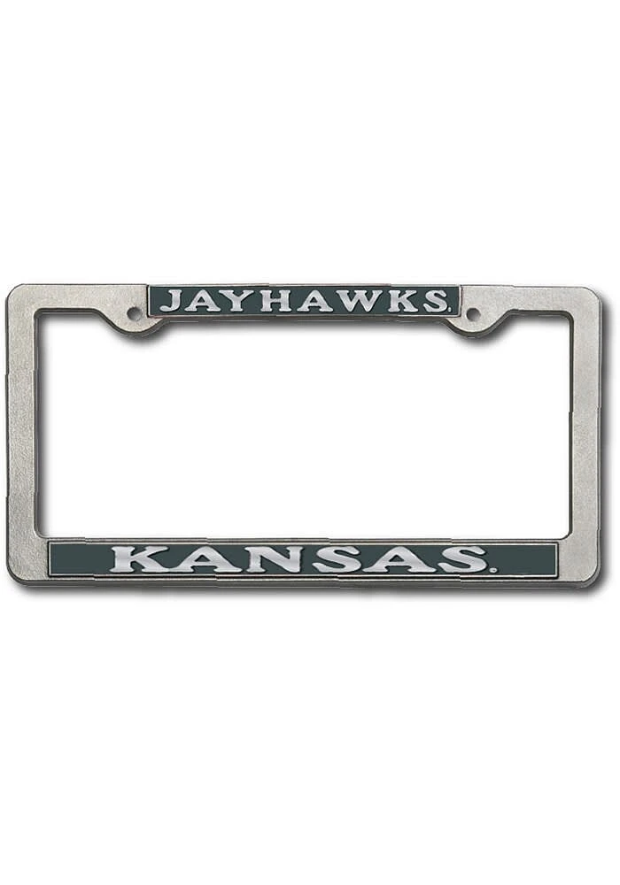 Kansas Jayhawks Pewter Design License Plate Frame - Silver