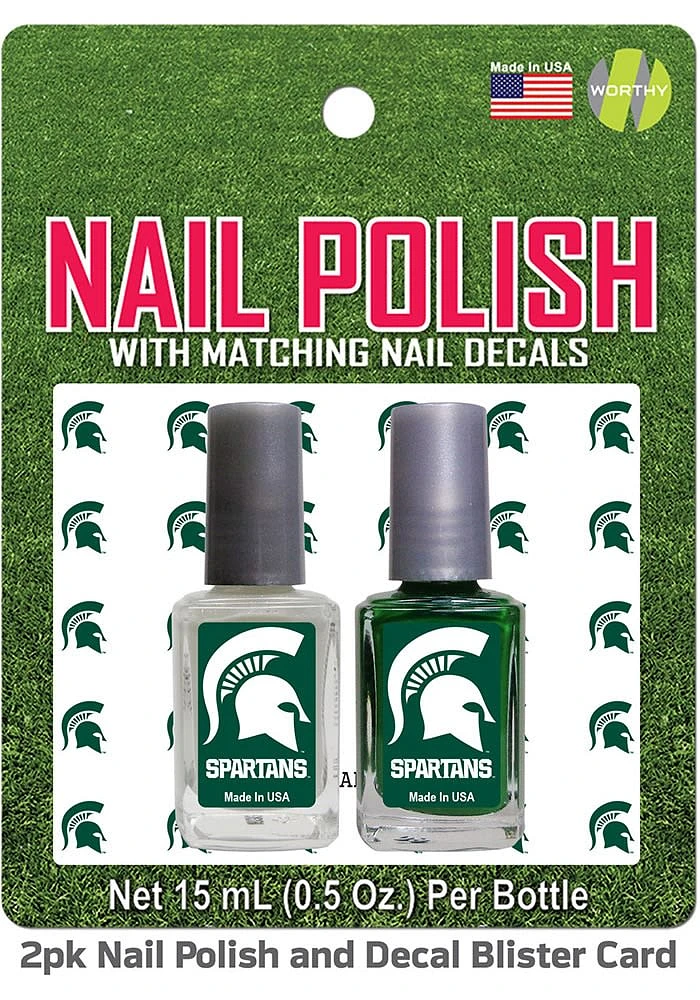 Michigan State Spartans Nail Polish and Decal Duo Cosmetics