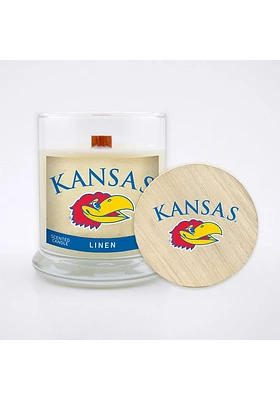 Kansas Jayhawks Linen 8oz Glass White Candle