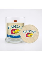 Kansas Jayhawks Linen 8oz Glass White Candle